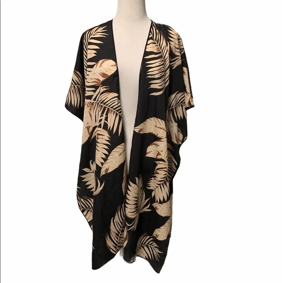Lulla collection Black and Tan swim coverup/kimono - Picture 1 of 8